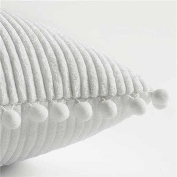 2Pcs Christmas Decorative Throw Pillow Covers with Pom-poms | 18x18 inch | White - Picture 3 of 3